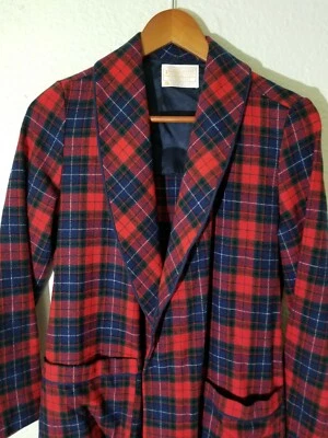 NOS Vintage Pendleton Wool Robe Kilgore Tartan Plaid Check Pockets Small S - Image 1 of 4