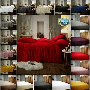 Luxury Fleece Teddy Bear Duvet Cover Set, Cosy Sherpa Matching Fitted Bed Sheets - Picture 1 of 120