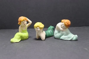 Ceramic Figurine Girls Kitsch Bisque Lot 3 Stamped MK Hand Painted Gloss & Flat - Picture 1 of 4
