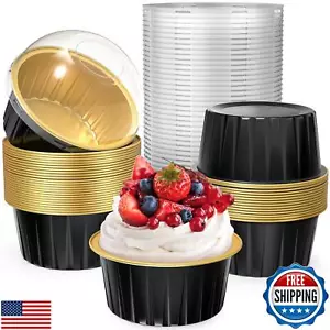 TLAZZ 40 Pack 5 OZ Mini Cake Pans with Lids, Disposable Aluminum Foil Ramekin - Picture 1 of 5