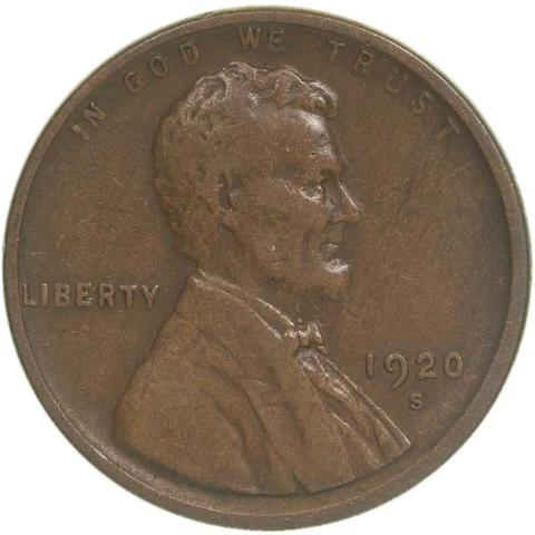 1920 S Lincoln Wheat Cent Very Fine Penny VF Cover