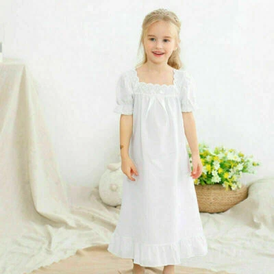 KIDS KEXINS Girl Fairy Cotton Victorian Vintage Nightie Nightdress Age 2 3 4 5 6 7 8 9 10