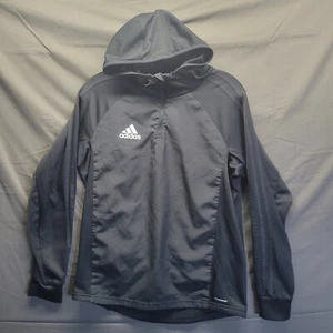 Adidas Black Climawarm Quarter Zip Hooded Sweater (No Size Tag) - Picture 1 of 7