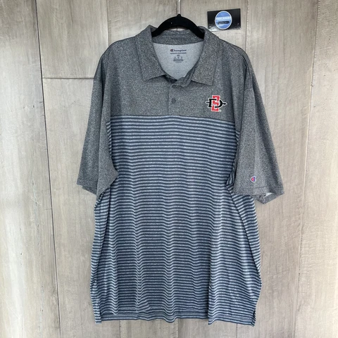 Champion San Diego State Aztecs Men's Polo Striped Shirt Gray Size XXL Cover
