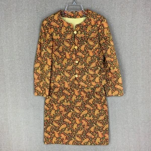 Traje Falda Vintage Años 60 70 Pequeño Mujer Acolchado Marrón Naranja Paisley Floral - Imagen 1 de 20