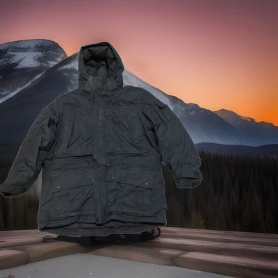 LL BEAN Hooded Down Parka Insulated Mens  XL Reg Black zip hood ski 258980 warm - Imagem 1 de 4