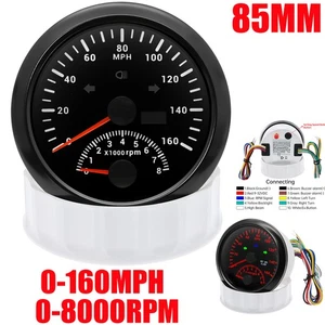 85mm Black GPS Speedometer 160MPH With Tacho 80000RPM Waterproof for Boat Car - Picture 1 of 11