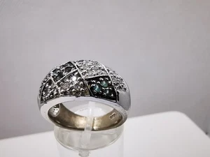 Damenring 925 Silber Zirkon Weiss Blaue Edelsteine - Bild 1 von 21