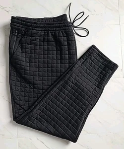 Xersion NWT Men's Quilted Jacquard Tapered Pants Comfy Drawstring Black 4XLT - Picture 1 of 6