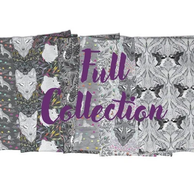 FREE SPIRIT NEW! TULA PINK COMPLETE COLLECTION GRAYWORK 8 FAT QUARTER BUNDLE COTTON FABRIC