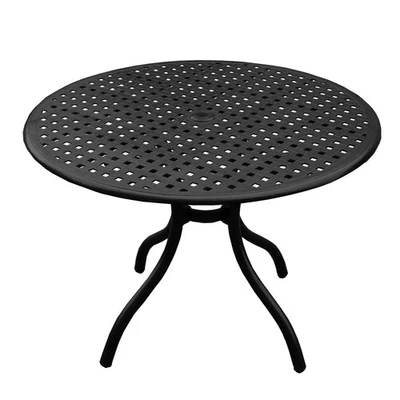 Modern Outdoor Mesh Aluminum 42-in Round Patio Dining Table Black N/A - Image 1 of 4