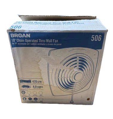506 BROAN 10’ CHAIN OPERATED THRU-WALL FAN 470 CFM 8.0 Sones - Image 1 of 4