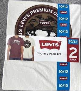 NEW Levi's Youth 2 Pack Tee Shirts White Red Size 10-12 MSTP  $36 - Picture 1 of 2