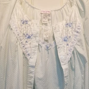 Vintage Nightgown & Dressing Gown Sz 1X Pastel Green Dot Cottagecore Prairie - Picture 1 of 18