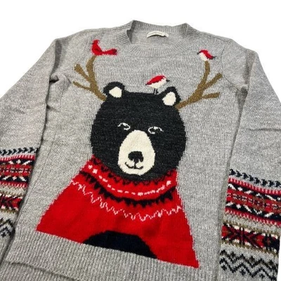 Suéter Abercrombie Fitch Mujer Pequeño Navidad Reno Feo Lana Fiesta Vacaciones Foto 1 de 4