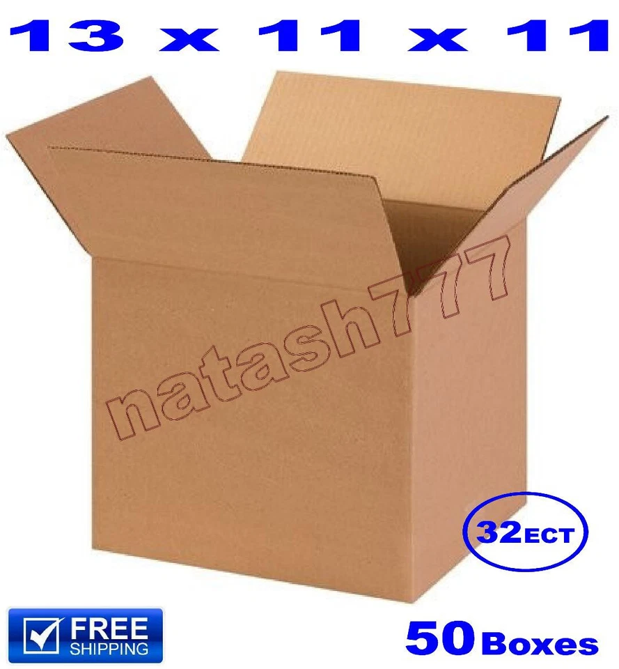 50 - 13x11x11 Cardboard Boxes 32-ECT Mailing Packing Shipping Corrugated Carton - Image 1 of 1