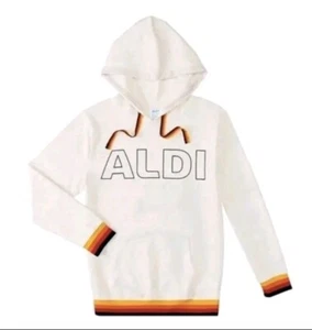 Aldi Gear Pullover Hooded Sweatshirt White/Rainbow Fall 2023 Hoodie Small Shirt - Picture 1 of 1
