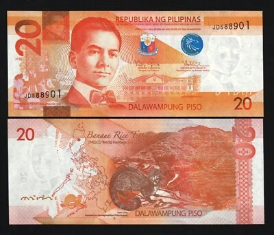 Philippines 20 PISO P-206 2012 x 100 Pcs Lot BUNDLE Filipino Cat UNESCO UNC NOTE - Image 1 of 3
