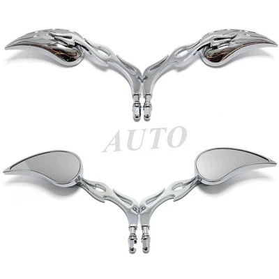 ESPEJOS RETROVISORES CROMADOS PERSONALIZADOS para Harley Softail Dyna Wide Street Super Glide Bob Foto 1 de 4