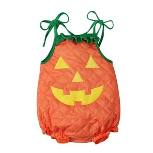 Toddler Baby Boy Girl Halloween Clothes Pumpkin Sleeveless Romper Bodysuit On... - Picture 1 of 6