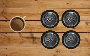 ALL SEEING EYE EMBLEM DESIGN ROUND COASTER SET OF 4 CUSTOM MADE 3.5" - Picture 1 of 2