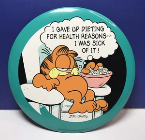 Pin de botones vintage Garfield de 6" Jim Davis cómic 1978 United Feature Syndicate - Imagen 1 de 6