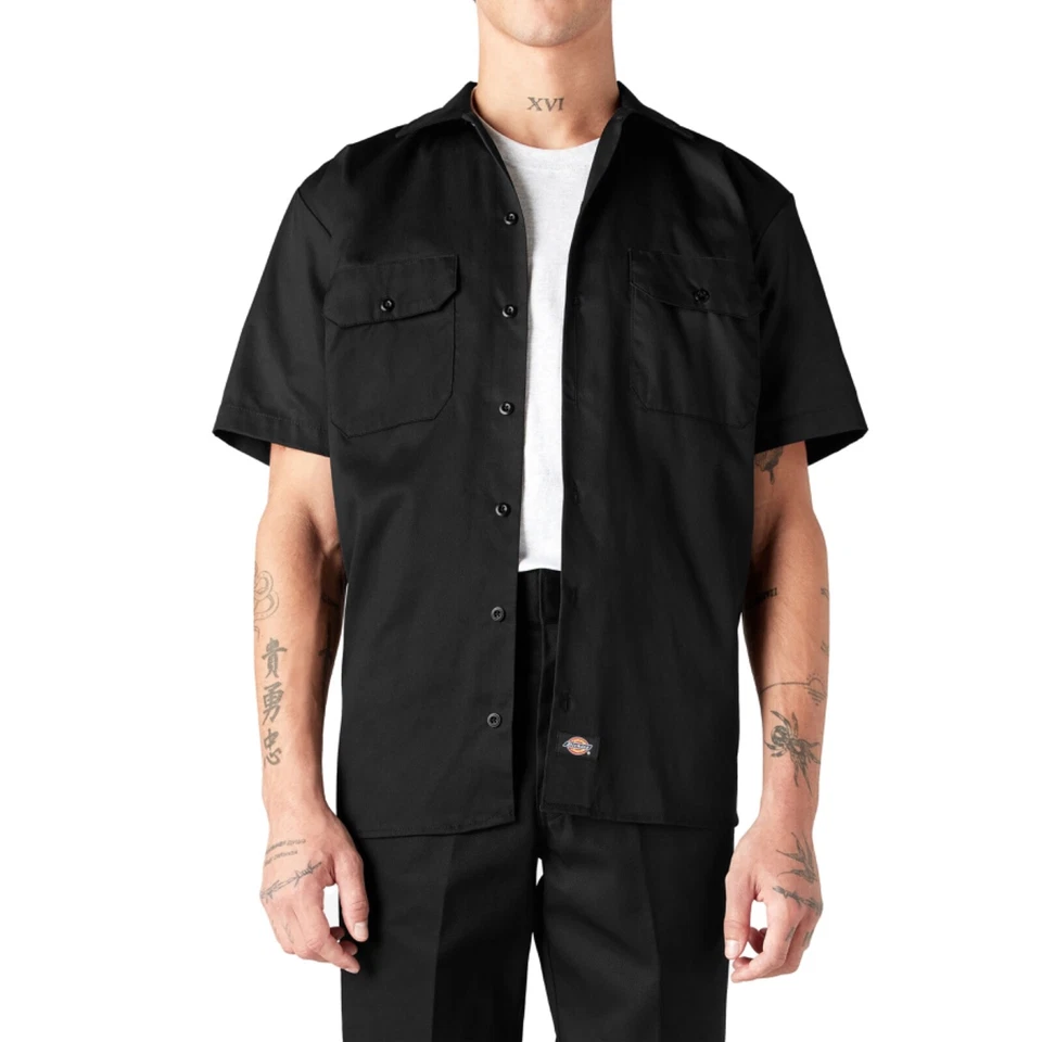 Dickies Men’s Short Sleeve Work Shirt in Black D1574BLK - Image 1 of 3