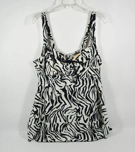 Nuevo con etiquetas Traje de Baño Tankini Inalámbrico Estampado de Cebra Blanco y Negro Septangle Talla 18 - Imagen 1 de 4