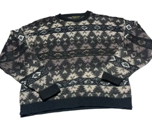 Bay Trading Co. Men's XL Acrylic Black Abstract Knit Crewneck Sweater Made USA - Picture 1 of 8
