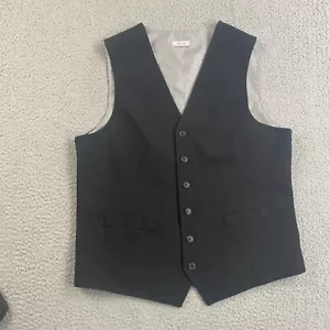 J. Ferrar Vest Mens Medium Slim Fit Black V-Neck Button Sleeveless - Picture 1 of 11