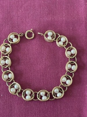 26  Pearl Bracelet 12kgf Winard NY 7” 1940s Deco Retro - Image 1 of 4