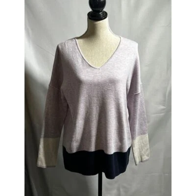 J. Jill Reversible V-Neck Color Block Sweater Size Large Casual - Image 1 of 4