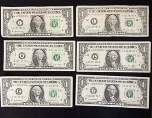 6 $1 FRN Premium 4-digit Ladders Fancy Serial (WORTHLESS) Read Description!!! - Picture 1 of 1