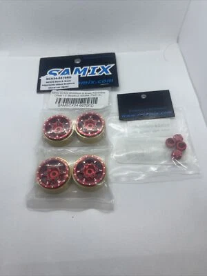 Samix SCX24-6670RD - Aluminum & Brass 1.0" Beadlock Wheel w/Hubs (red) (4) - Image 1 of 4