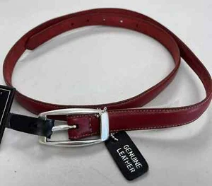 George - Women's Genuine Leather Belt - Red with Silver Color Buckle - Size  XL - Picture 1 of 6