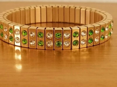 24k Gold Bracelet Gift for Wife Birthday Gemstone 2ct Hndmde Green Topaz Jewelry - Image 1 of 4