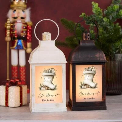 Personalised Christmas Light-Up Lantern Gift With Stocking - Image 1 of 3