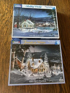 White Mountain Puzzle - "Skating Party" & "Freunde im Winter" - EUC - Bild 1 von 7