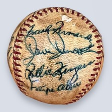 1970s Oakland A's Team Signed Baseball Rollie Fingers Felipe Alou Athletics