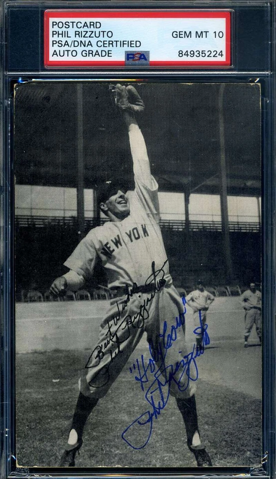 Phil Rizzuto gema como nueva 10 PSA ADN firmado vintage 1952 matasellos foto postal automática Foto 1 de 1