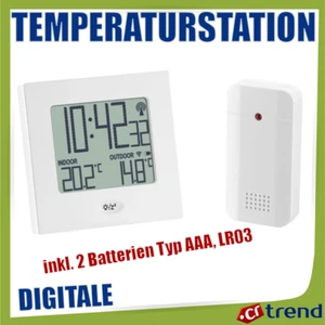 Temperaturstation  Mit Funkuhr; Temperaturanzeige innen und außen  Weiß - Bild 1 von 1