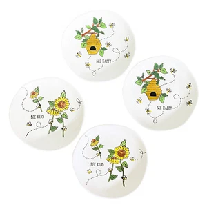 Bumble Bee Set of 2 Dishes 6.5" Dessert Appetizer Plate Flower or Honey Beehive - Picture 1 of 9