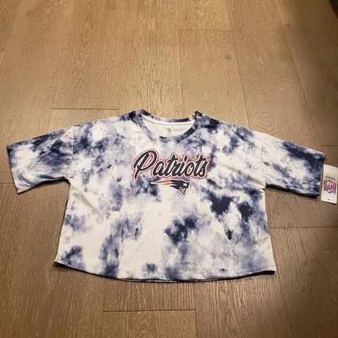 New England Patriots Girls T-shirt Large 10/12 Blue NFL Apparel Tie Dye Crew D3 Cover