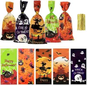 Halloween Treat Bags, Halloween Cellophane Treat Bags, 50 PCS Halloween Candy - Picture 1 of 3