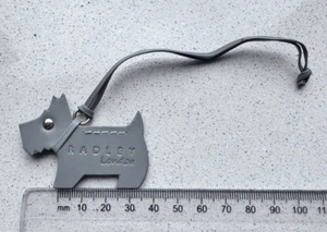 Grey Leather Radley Dog Tag Handbag Charm - Picture 1 of 1