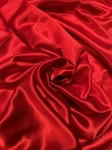 3 Yards Beautiful!!! Red Satin Brocade Fabric 44”” Width  Polyester Nylon NOB - Picture 1 of 8