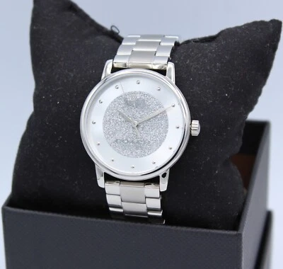 NEW AUTHENTIC COACH GRAND SILVER GLYTZ CRYSTALS WOMEN'S 14503493 WATCH - Image 1 of 4