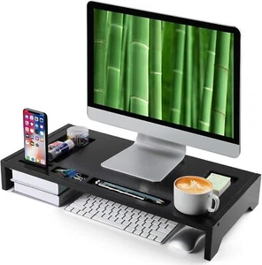 Bamboo Monitor Stand Riser 23" Finished with Storage Organizer Computer Stand - Picture 1 of 9