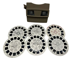 Vintage 1960-70's View-Master GAF Stereo Viewer Tan/Brown & Assorted Reels Works - Picture 1 of 5