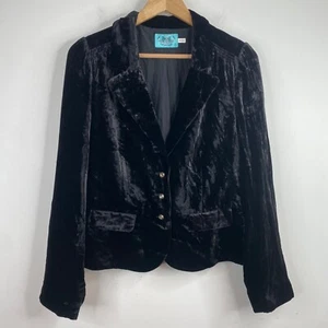 Vintage Juicy Couture Velvet Blazer 12 Black Silk Glam Whimsigoth Retro Classic - Picture 1 of 11